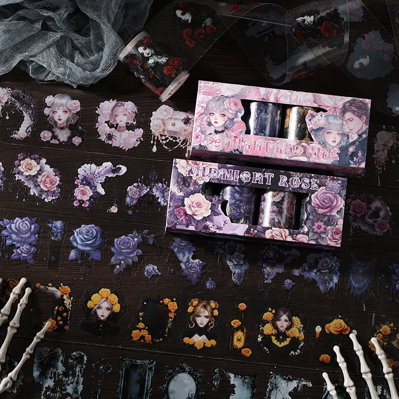 Journamm 60 มม.* 2 M/4 ม้วน PET เทปสติกเกอร์ตกแต่ง Junk Journal DIY Scrapbooking Junk Journal อุปกรณ