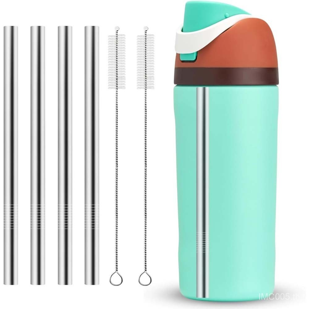 เปลี่ยนหลอดโลหะสําหรับขวดน้ําเด็ก Owala 16 ออนซ์อุปกรณ์เสริม, 2 หลอดทําความสะอาด, หลอดสแตนเลสแบบใช้ซ