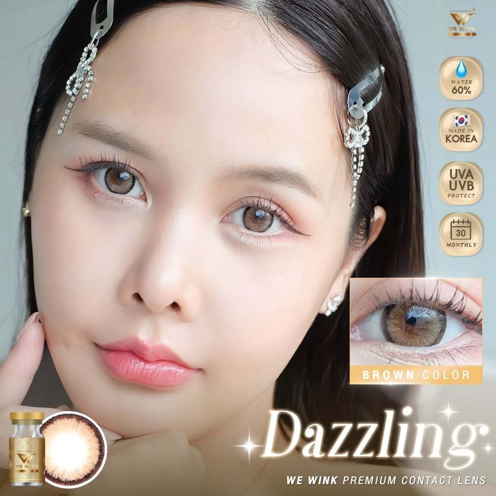 🔥คอนแทคเลนส์💕ขนาด มินิ / กลาง💕Brown / Gray💕Dazzling / Mini Dazzling (We Wink)