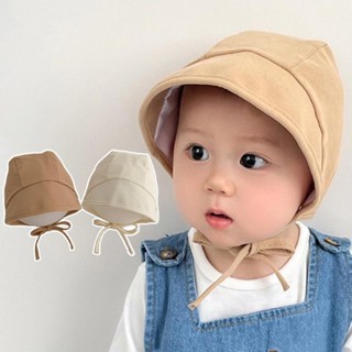 หมวกเด็กน่ารักสีทึบทารกแรกเกิดเด็กผู้หญิงเด็กป้องกันหูหมวกกั…