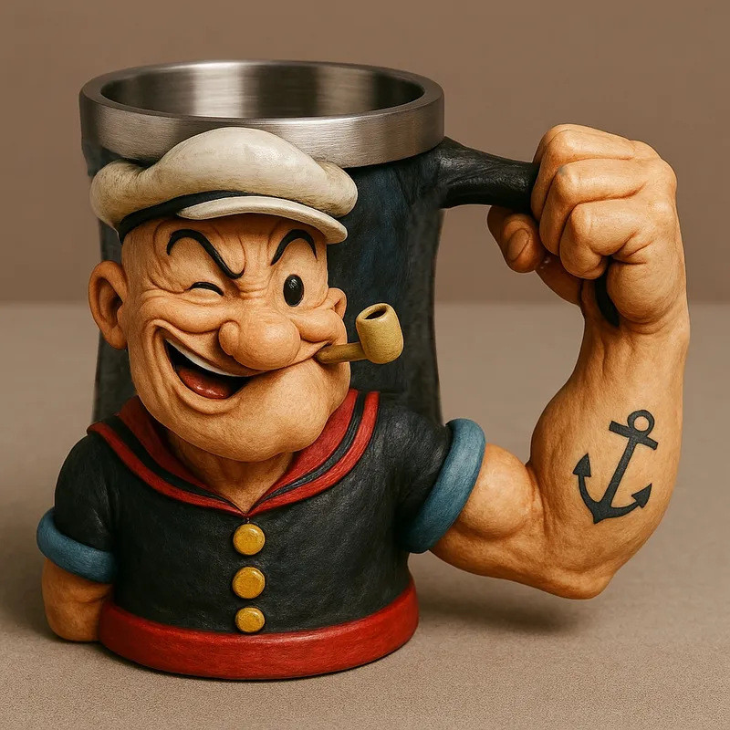 [แก้วพลัง Popeye] แก้วการ์ตูน 3 มิติ/วัสดุเรซินถ้วยกาแฟ