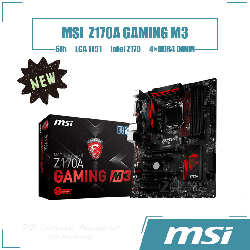 [ใหม่] MSI Z170A GAMING M3 เมนบอร์ด 4DDR4 DIMM Intel Z170 LGA1151 เดสก์ท็อปเมนบอร์ด