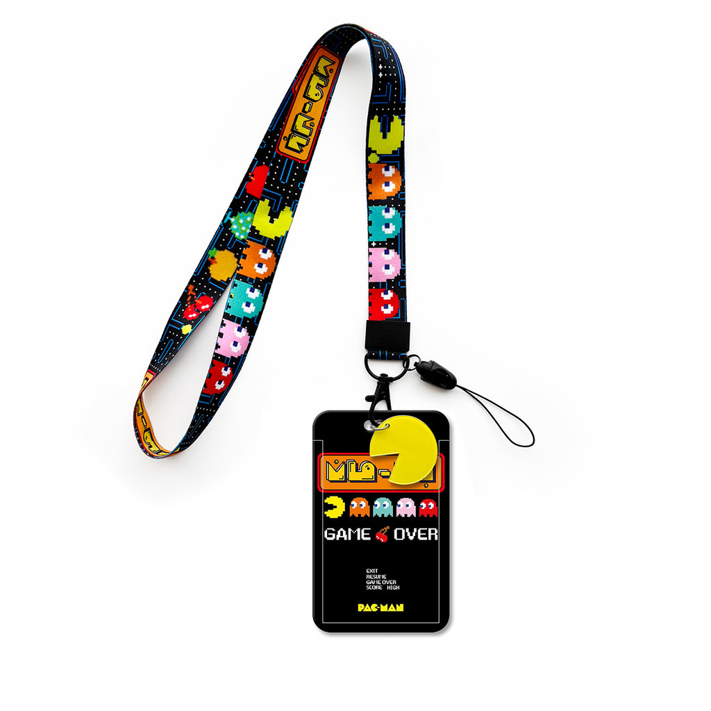 Y&P| สายคล้องคอ Pac-Man วิดีโอเกม ผู้ถือบัตรนักเรียน ป้องกันการสูญเสีย สายคล้องคอโทรศัพท์มือถือ, LN0