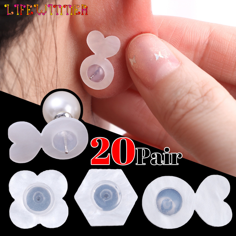 [INFASHION]Earring ซิลิโคนป้องกันการวางหลัง 1x1 ซม., อุปกรณ์เสริมเครื่องประดับที่ปลอดภัยสําหรับกระดุมหูหนัก, วัสดุอะคริลิคใส 2/6/10 คู่
