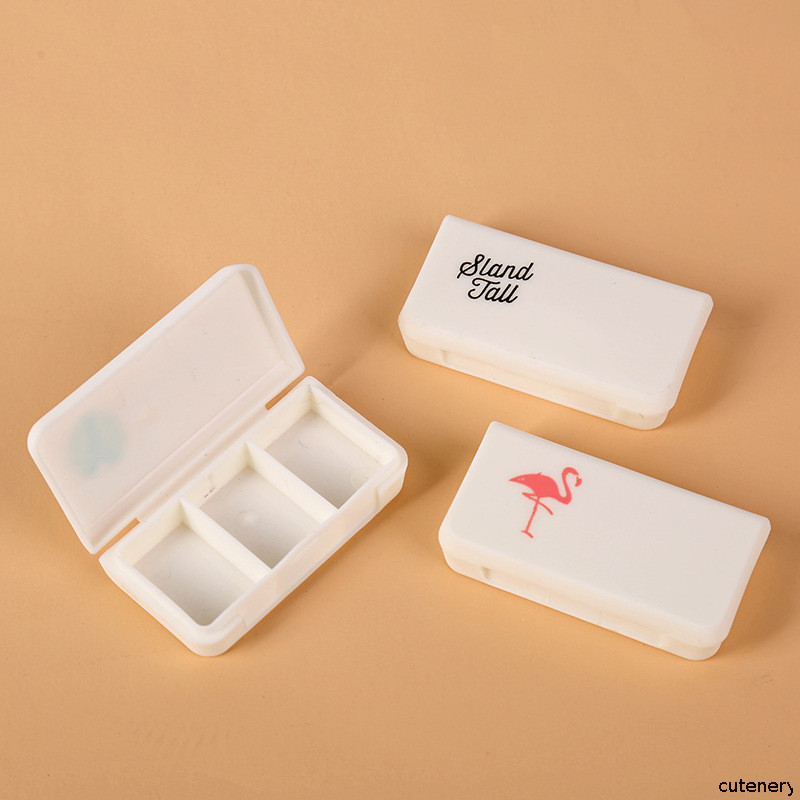 😄Cutenery😄 Mini Portable Pill Box Fashion Three Grid Cartoon Week Pill Box