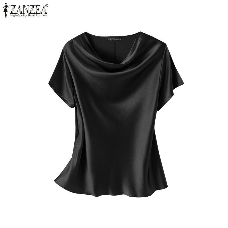 ZANZEA ใส่ ซานเซีย ผู้หญิงเกาหลีที่มีคุณภาพสูงแกว่งปก แร็กแลน แขนซาตินธรรมดาเสื้อ
