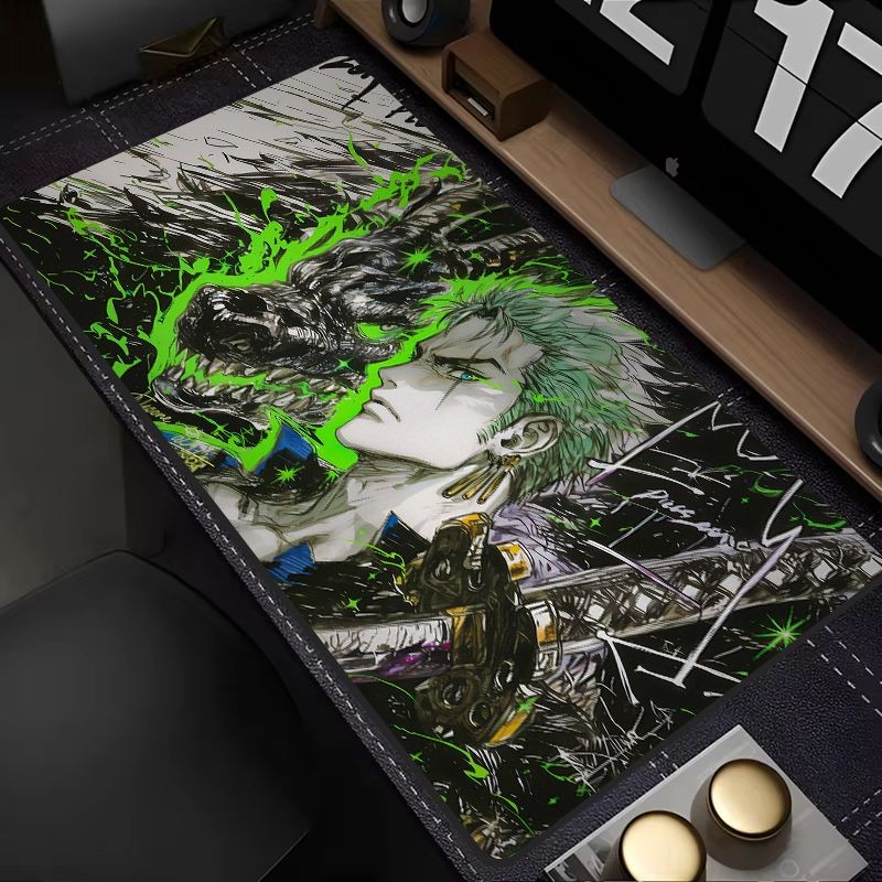 [700 * 300] แผ่นรองเมาส์ One Piece Zoro เกมเล่นเกมอนิเมะคอมพิวเตอร์ขนาดใหญ่ Seaming หนาแผ่นรองแป้นพิมพ์กันลื่นแผ่นรองโต๊ะ
