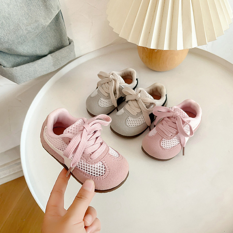 สาวรองเท้าผ้าใบลําลอง Air ตาข่าย Breathable Hook & Loop เด็กกีฬารองเท้า Soft Sole ลื่นเด็ก First Wal