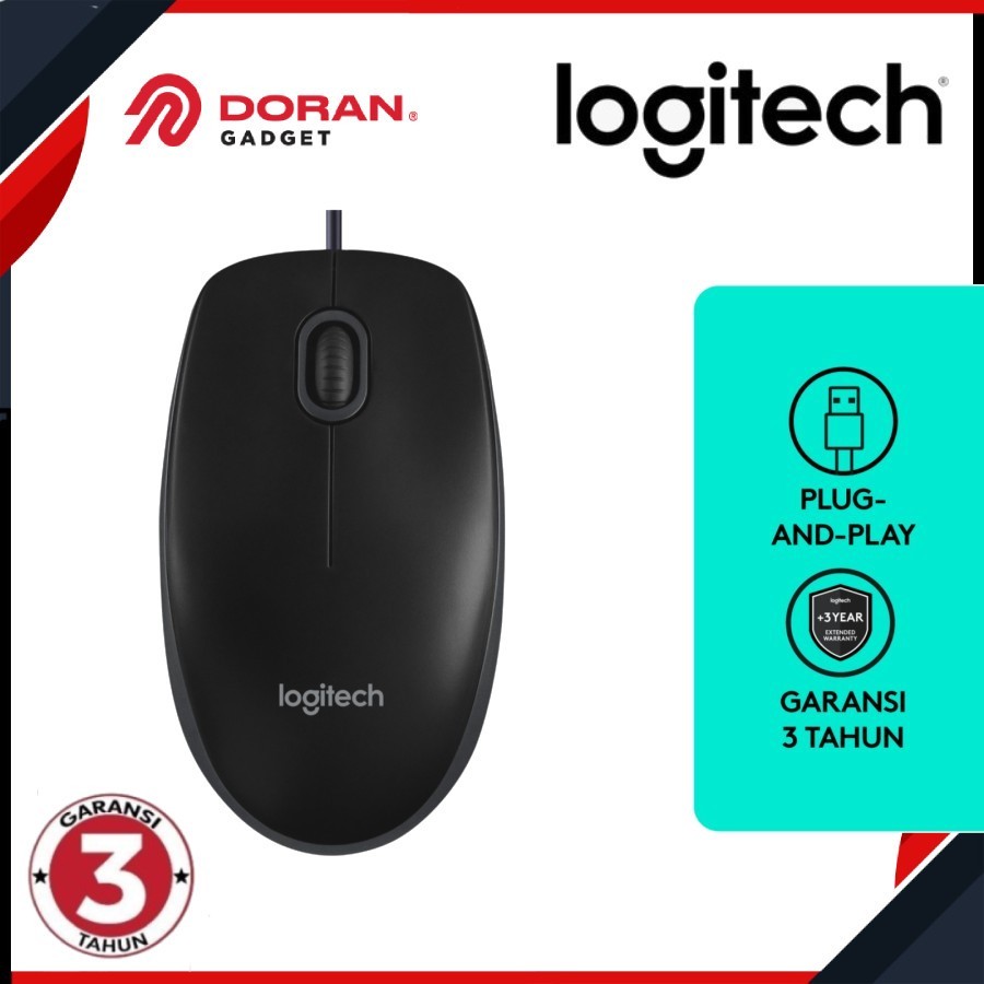 Logitech USB Wired Mouse B100 B 100 Optical Mouse รับประกัน Logitech 3 ปี