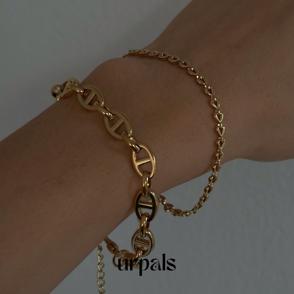 URPALS สร้อยข้อมือ Stainless ชุบทอง 18K งานมินิมอล ทนน้ำ ทนเหงื่อได้ดี ใส่ออกงานได้ ( ขายแยกชิ้น )