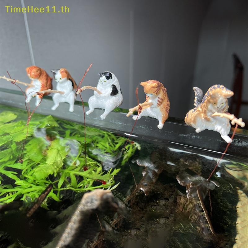 TimeHee 1 PC เครื่องประดับตกปลา Aquarium Decor ปลาภูมิทัศน์การ์ตูนตกปลารูปปั้นเรซิ่น Figurine ตกแต่งบ้าน TH