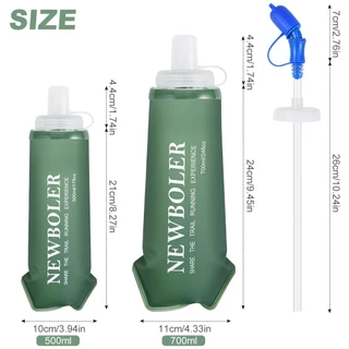 NEWBOLER 300ml 500ml 700ml Soft Flask ขนาดใหญ่ Spout TPU ซิลิโคนขวดน้ําพับได้สําหรับกีฬากลางแจ้งเดินทางวิ่งจ๊อกกิ้งฟิตเนสแบบพกพาขวดนุ่มฟาง