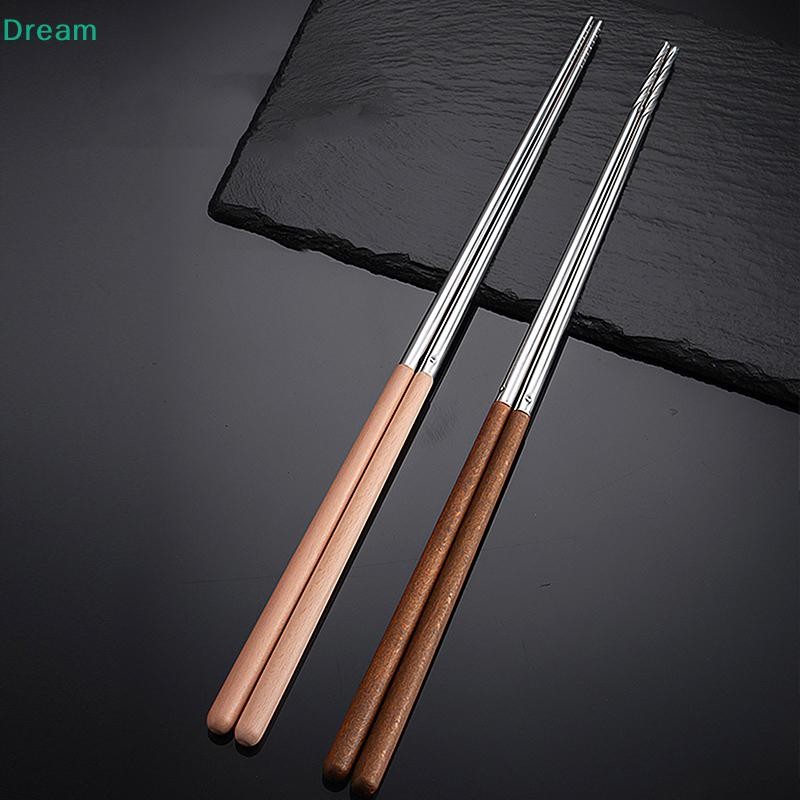 <ฝัน> 1คู่สแตนเลสตะเกียบยาวตะเกียบคุกก๋วยเตี๋ยวลึกทอดหม้อร้อนตะเกียบจีนนํามาใช้ใหม่โลหะตะเกียบลดราคา