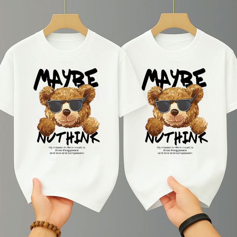 เสื้อยืดคอกลม-แขนสั้น พิมพ์ลายหมีเท่ๆ oversize t-shirt  เสื้อแฟชั่นฮิปฮอปเมกา เสื้อสตรีทแฟชั้นชาย-หญิง สีขาว-ดำ