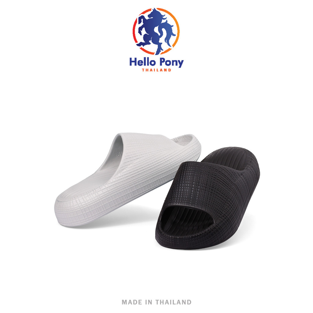 Hello Pony รองเท้าแตะ แบบสวม รุ่น MHM4013 ลายตาราง ใส่สบาย EVA พื้นหนานุ่ม รองเท้าอุ้งเท้าแมว แฟชั่นผู้ชายและผู้หญิง