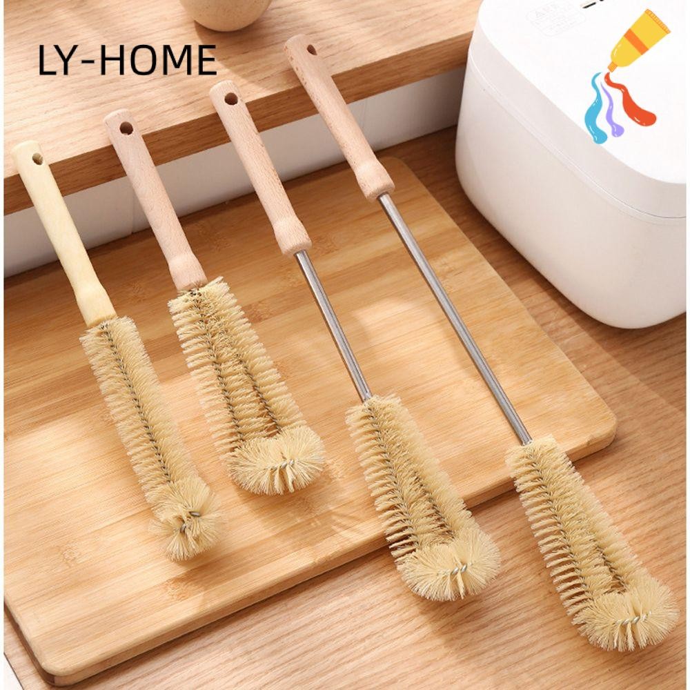LIAOYING แปรงล้างขวด Multi-function Reusable ด้ามไม้เครื่องมือซักผ้า