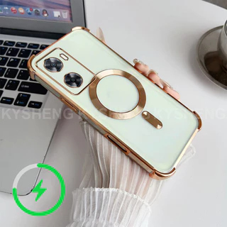 สําหรับOPPO A57 4G 5G 2022 A77 A77S A57Eเคสโทรศัพท์TPUชาร์จแม่เหล็กสี่มุมAnti Dropโปร่งใสSoft shell WBQ