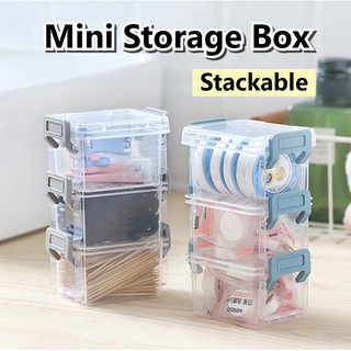 Cute Mini Stackable Storage Boxes Transparent Plastic Storage Box Dustproof Cosmetic Organizer with Lids Office Medicine Debris Storage