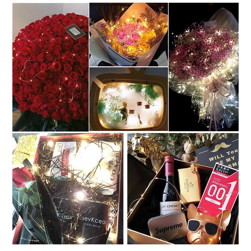 Sanli สายไฟ LED ขนาดเล็กสำหรับตกแต่งช่อดอกไม้คริสต์มาส/ไฟตกแต่งบรรยากาศลวดทองแดงสี/ไฟกล่องสีขาวขนาดเล็กแบบสายดาว - รูปที่ 2