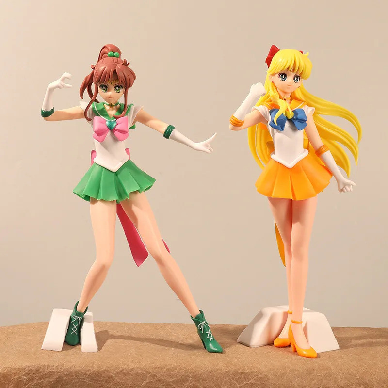 22cm Sailor Moon Anime Figurine Hino Rei Mizuno Ami Sailor Mars Mercury Decor Ornament Pvc Action Mo