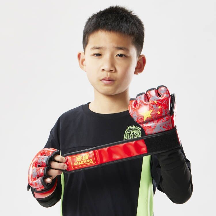 小孩拳击手套半指手套儿童MMA拳套拳击搏击散打打沙袋拳套Children's boxing gloves, half finger gloves, children's MMA20250604