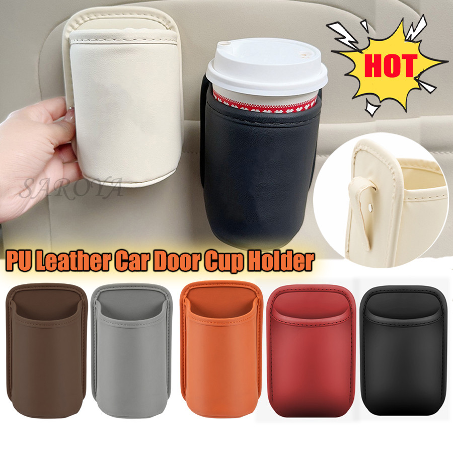 PU หนังรถประตูที่วางแก้ว Auto เครื่องดื่ม Rack Storage Bin Auto เบาะหลังที่วางแก้ว Organizer สําหรับภายในรถ dadwenth