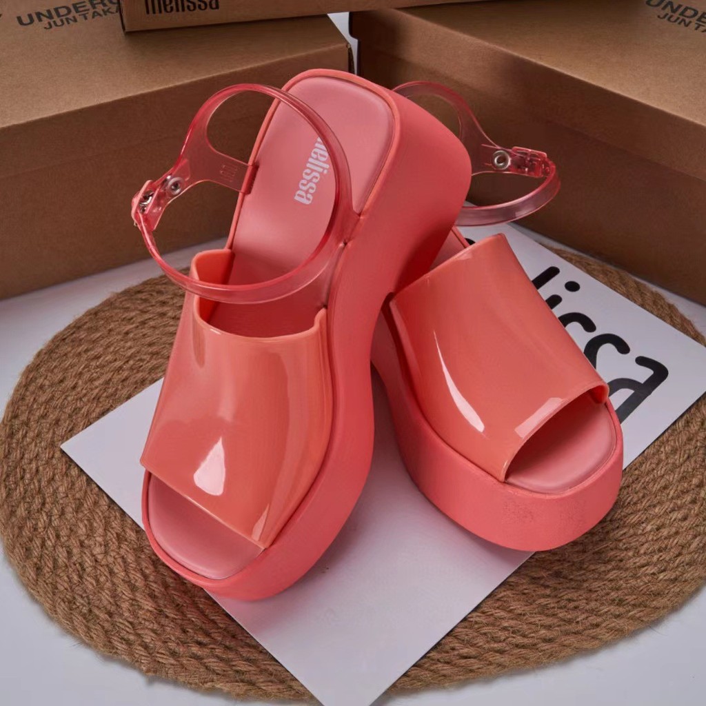 [รูปแบบใหม่] รองเท้าแตะแพลตฟอร์มส้นสูงสำหรับสุภาพสตรี Melissa 2025 เปิดนิ้ว เยลลี่ ชายหาด เพิ่มความสูง