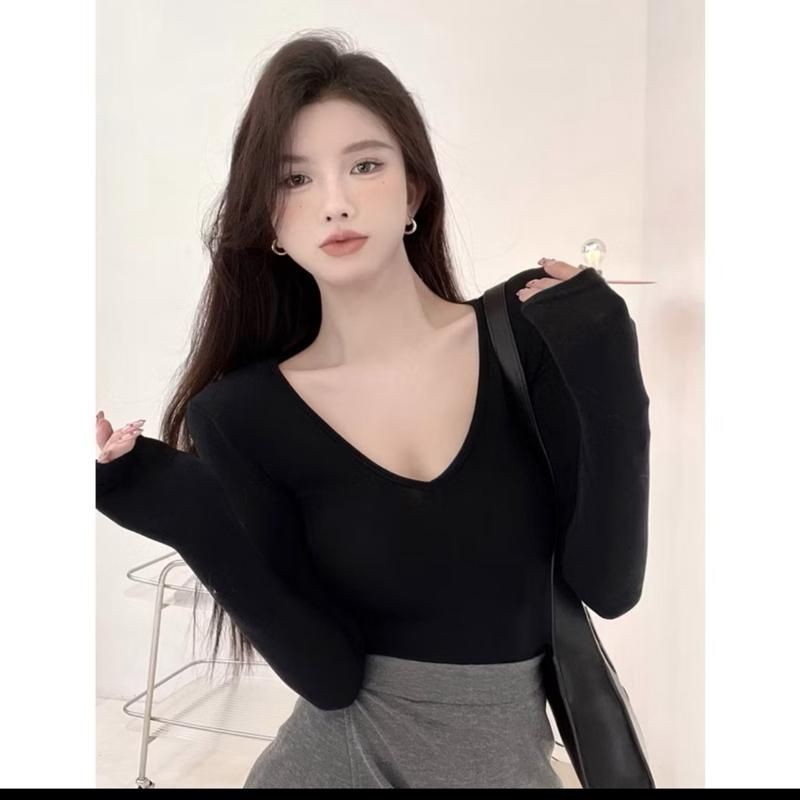 เสื้อยืดคอเต่าแขนยาวแฟชั่นสตรีผ้าจั๊มคุณภาพสูงขนาดมาตรฐานภายใต้ 55กิโลกรัม vtd