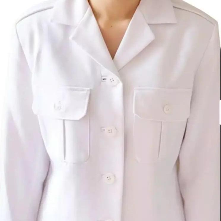 KATUN ชุดทํางาน asn สีขาว TOP มีกระเป๋าสองช่อง เสื้อท่อนบนผู้หญิง คอปกสูทผ้าฝ้าย ฟรีฮิญาบ