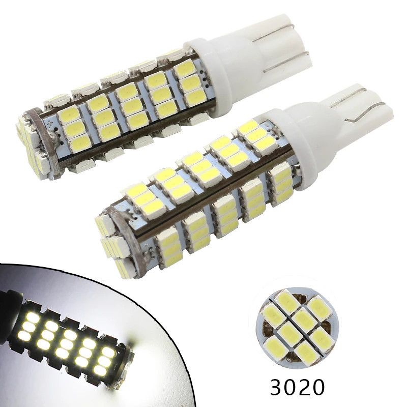 2x สีขาว RV T10 W5W มุมหลอดไฟอ่านหนังสือ 68 Emitters 1206 SMD LED 159 161 168 2521 A051-W