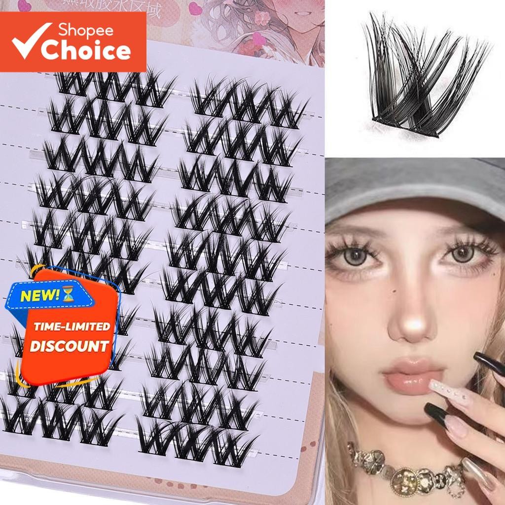 3D Manga Lashes Mink Fur Lash Clusters - Wispy Crossed ขนตาปลอม, Natural & Fluffy Volume
