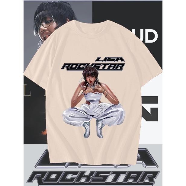🩰 HOT hot 2024 new lloud Lisa rochstar ผ้าฝ้ายแท้ s-5xl t-shirt oversize S-5XL Unisex