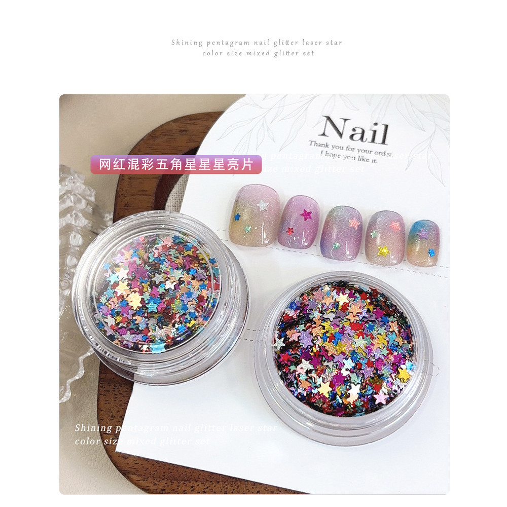 2 ดาวห้าแฉกที่มีสีสันแต่งเล็บเลื่อมลูกอมสีเลเซอร์ดาวเลื่อมอุปกรณ์เสริมอุปกรณ์เสริม - รูปที่ 6