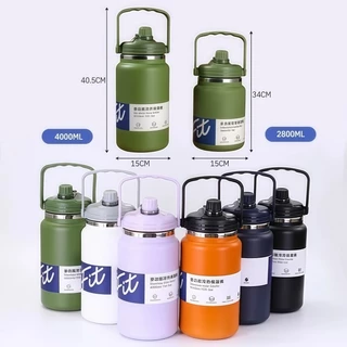 1.5L2.0L/2.5Lแก้วน้ำ เก็บอุณหภูมิ เก็บความเย็น ขนาด แก้วอุณหภูมิความร้อน เย็นขนาดใหญ่ สแตนเลส304 พร้อมหูหิ้ว+หลอด ขวดน้ำ