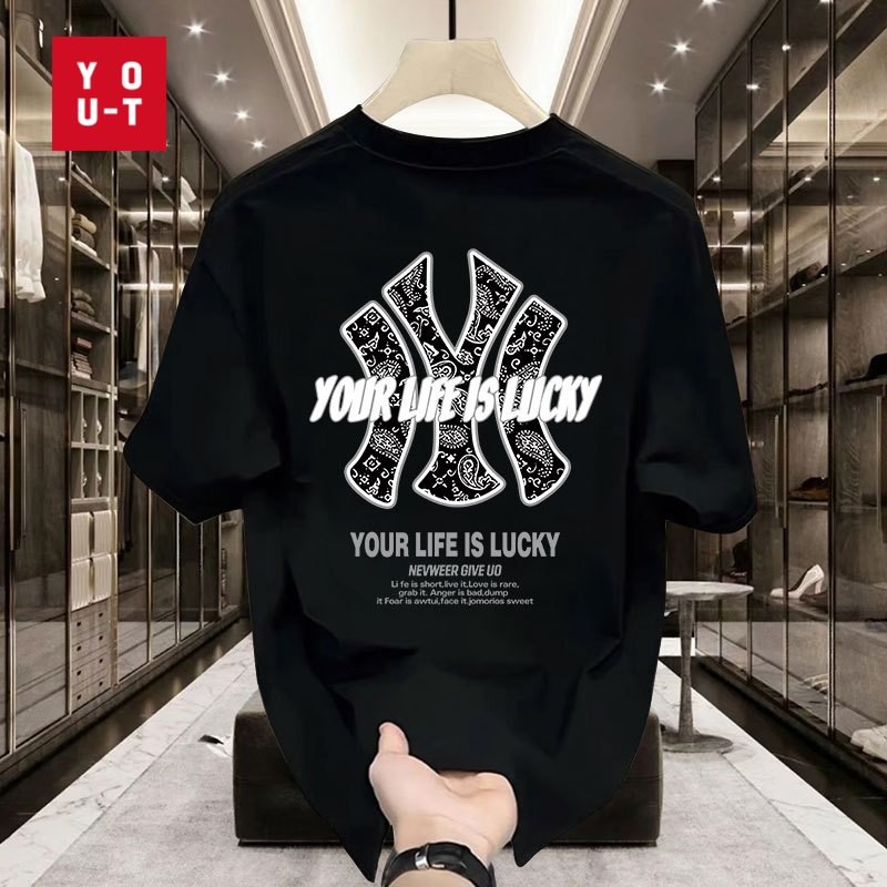 Y-T【จัดส่งจากประเทศไทย】 เสื้อยืดชาย ไม่หดตัว ผ้าฝ้าย 100% เสื้อยืดแขนสั้น สวมใส่สบาย สไตล์ถนน