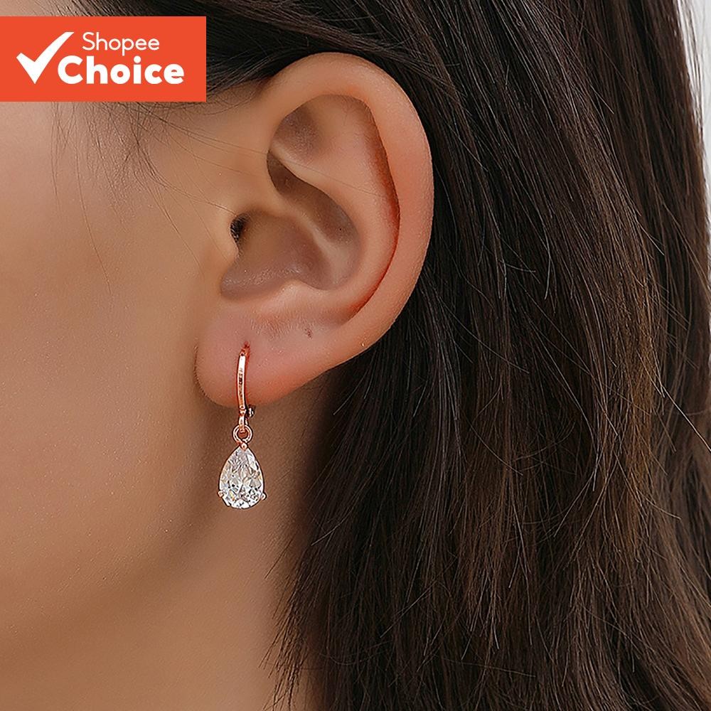 2 ชิ้น Elegant Drop Zircon Dangle ต่างหูสําหรับเครื่องประดับปาร์ตี้ของผู้หญิง