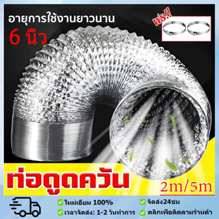 ท่อลมระบายอากาศ 6 นิ้ว ยาว 1.5/2/5 เมตร ทนไฟ แบบหนา ท่อยืดหย…