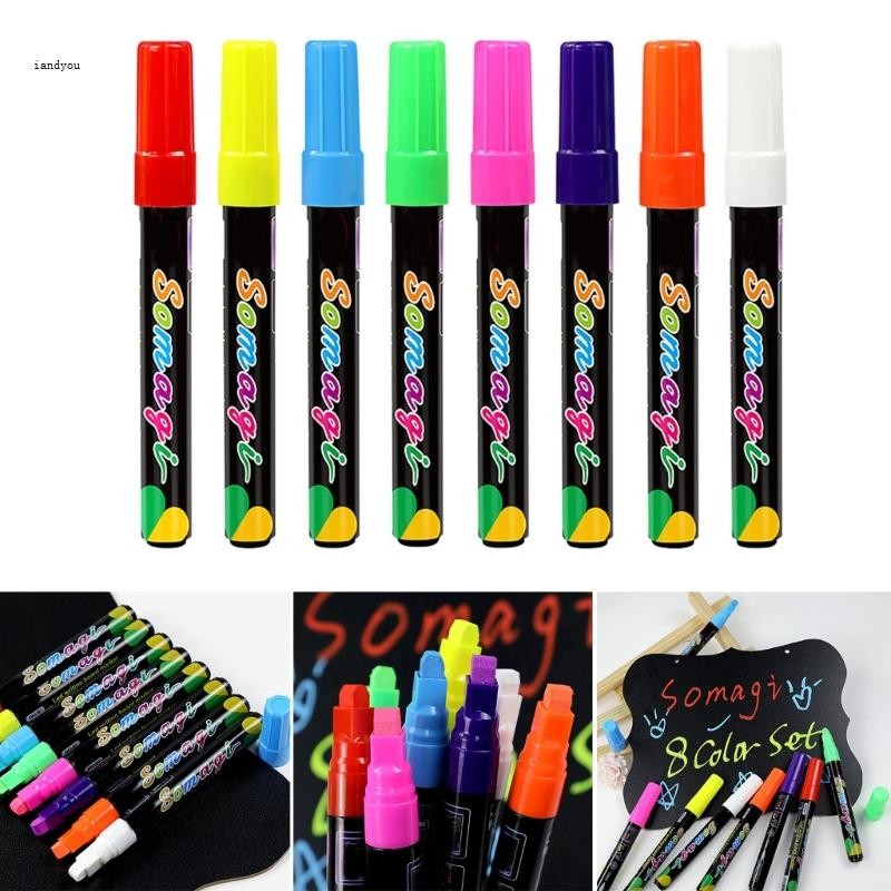 Iny Liquid Chalk ปากกา Marker สําหรับไวท์บอร์ดเปียกลบชอล์ก Marker ปากกาเช็ดได้สําหรับกระดานดํากระจกหน้าต่างกระดานดํา