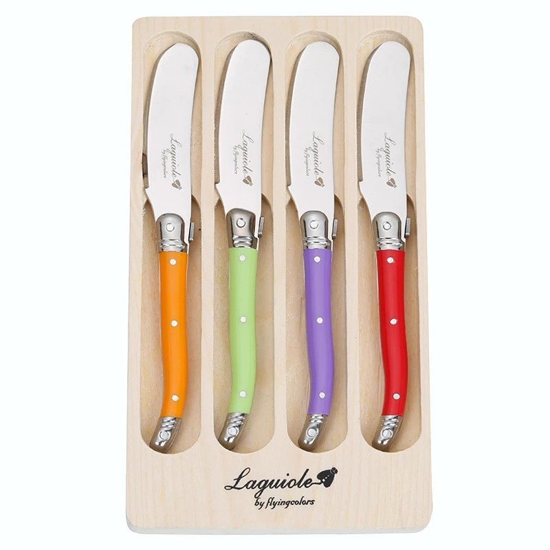 6.25'' 4pcs Laguiole Rainbow Butter Knife Cheese Dessert Spreaders Cream Knifes Dessert Tools Toast 
