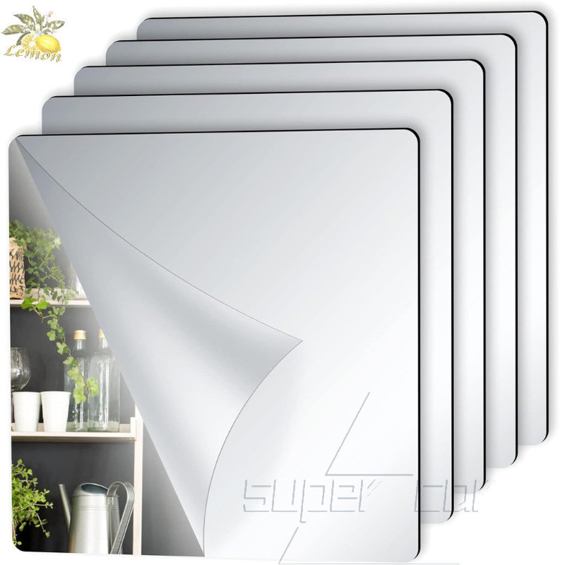 20x20 ซม. 3D อะคริลิคกระจกสติกเกอร์ - Self-Adhesive, ยืดหยุ่น DIY Wall Decor กระจกสําหรับแต่งหน้า, ห้องน้ํา & ห้องนั่งเล่น - Thicken Art Mirrors สําหรับ Home Enhancement