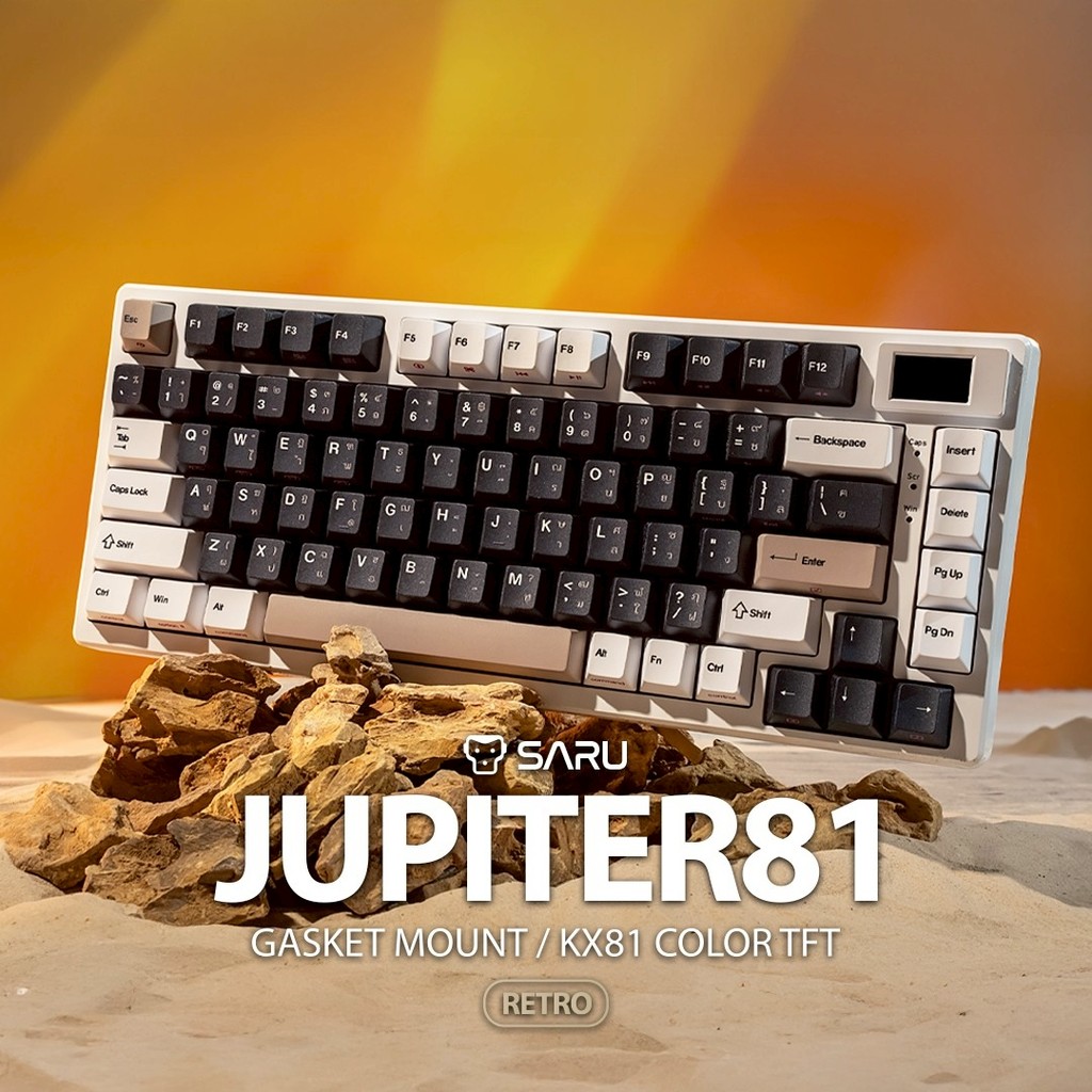 [ประกัน 1 ปี] SARU คีย์บอร์ดเกมมิ่งจอ LED COLOR TFT KX-81 JUPITER NEW RETRO Keycap TH/EN Lunar Yello
