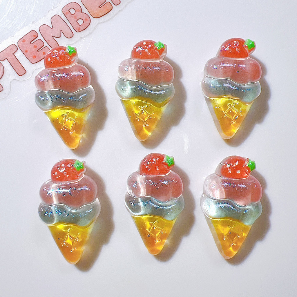 10ชิ้น/แพ็คใสสีไอติมดอกไม้ลูกอมเรซิ่นทําเองรองเท้าหัวเข็มขัดวัสดุที่ทําด้วยมือถ้วยน้ําสติกเกอร์อุปกรณ์ - รูปที่ 4