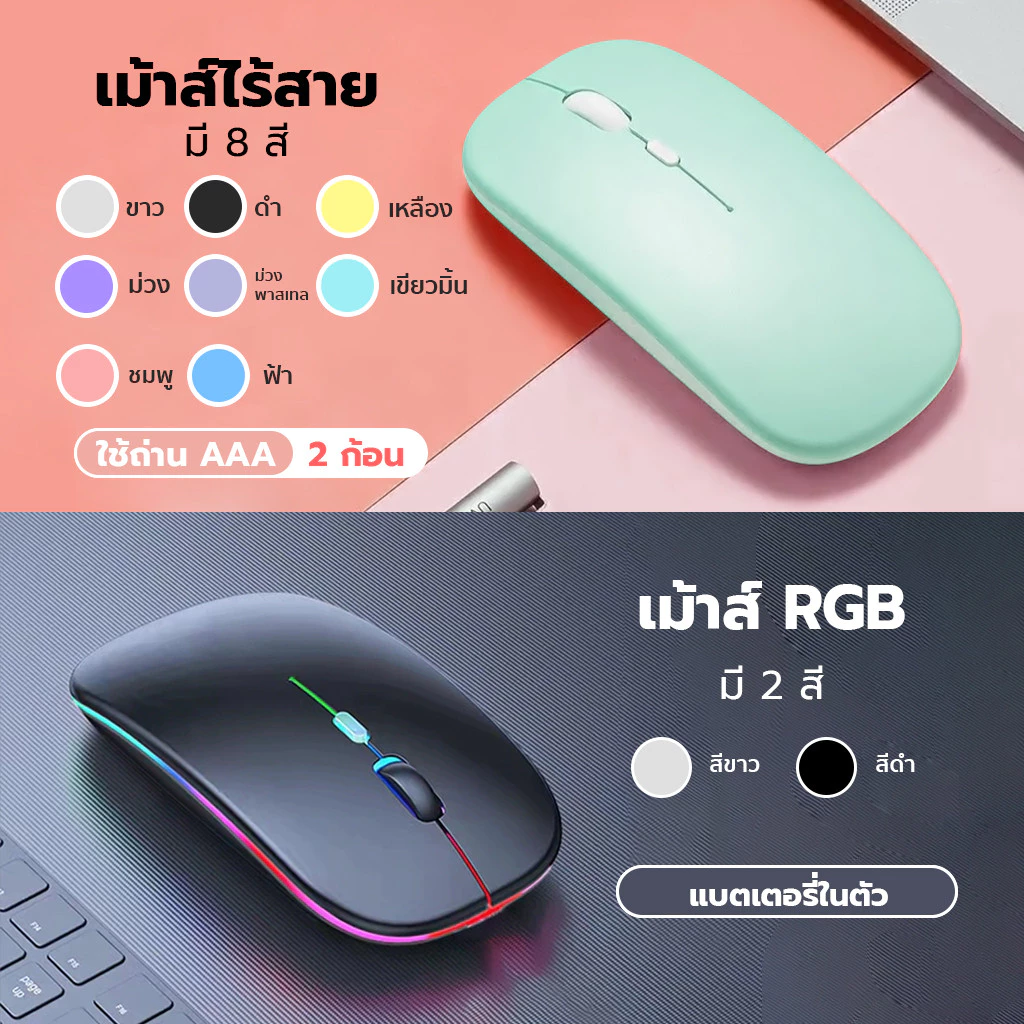 คีย์บอร์ดและเมาส์ไร้สาย 10 นิ้ว ไฟแบ็คไลท์ ภาษาไทย thumbnail 7