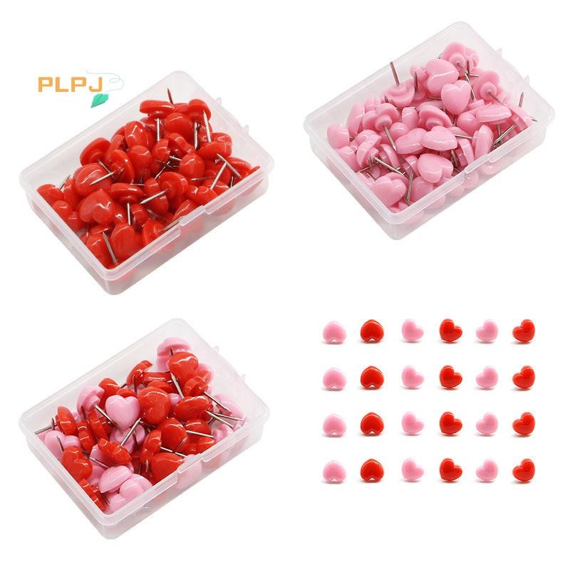 PLPJ Ins Love Heart Shape Push Pins ความปลอดภัยสี Push Pin Cork Board Thumb Tack Wall Pins เครื่องเขียนโรงเรียน Office Binding อุปกรณ์ใหม่