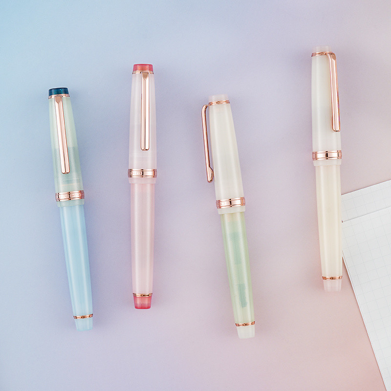 ✨เครื่องเขียนญี่ปุ่น Jinhao 82 Fountain ปากกา Rose Gold สีจํากัดแห้งไฮเดรนเยียสามสี Dumpling Ink นักเรียนประดิษฐ์ตัวอักษร Kubo Sakura