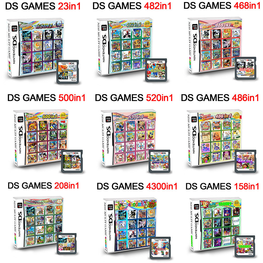 การ์ดคอลเลกชันเกม NDS ใหม่ 208in1 999in1 4300in1 สําหรับ DS/NDSL/NDSI/2DS/3DS/3DSLL/3DSXL