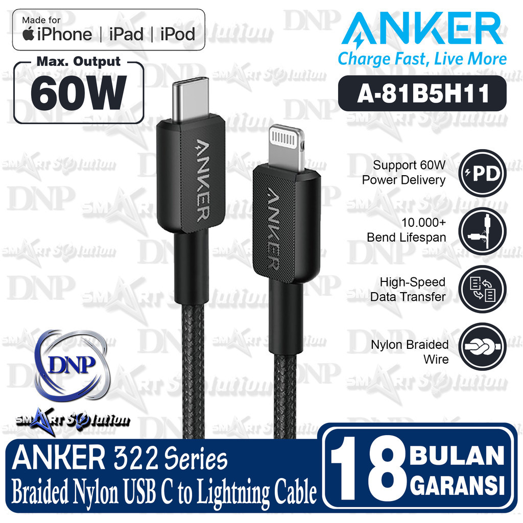 Anker 322 สายชาร์จ USB-C to Lightning 3ft - A81B5