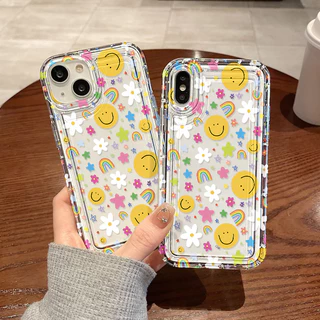 ดอกไม้ เคสไอโฟน เคส For iPhone 11 13 16 15 12 14 Pro Max XR 6 7 8 Plus พสัส XS Max เคสใส เคสลายการ์ตูน เคสทรศัพท์