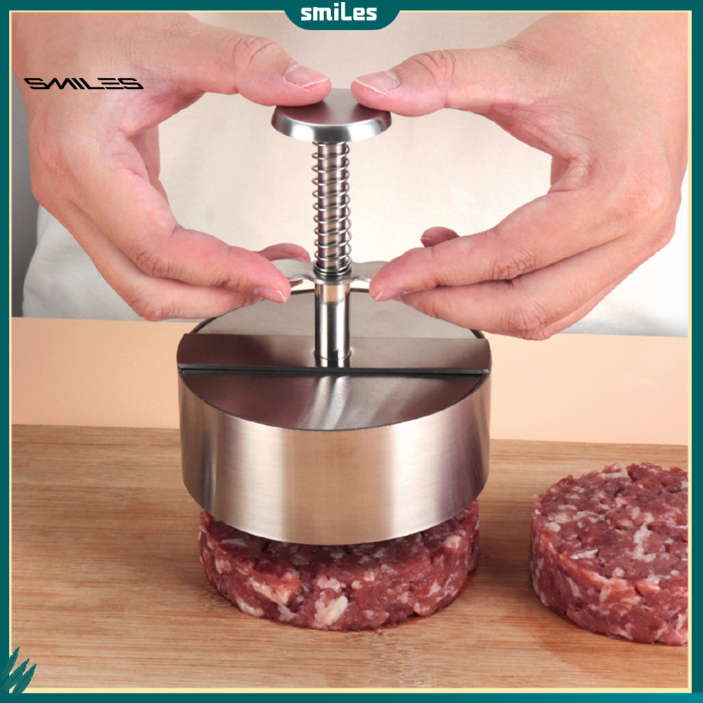 ยิ้ม| เบอร์เกอร์ Patties สมบูรณ์แบบ กดเบอร์เกอร์ Patty Maker สแตนเลสสแตนเลสแฮมเบอร์เกอร์กดสําหรับแพตตี้โฮมเมดที่สมบูรณ์แบบใช้งานง่ายเบอร์เกอร์เครื่องทําแพตตี้สําหรับเบอร์เกอร์