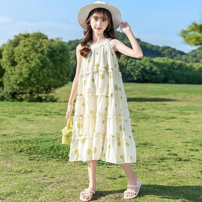 ขาย ดีชุดเดรสแขนกุดลําลองสําหรับเด็กผู้หญิงอายุ 3-15 ปีสําหรับสวมใส่ในช่วงฤดูร้อน